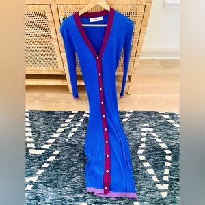 Zara Blue and Red Long Sleeve Dress